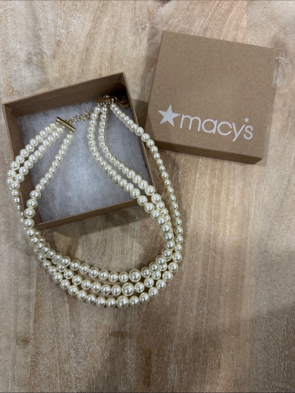Macy's Ivory Multi-Strand Pearl Necklace with Gold-Tone Accents